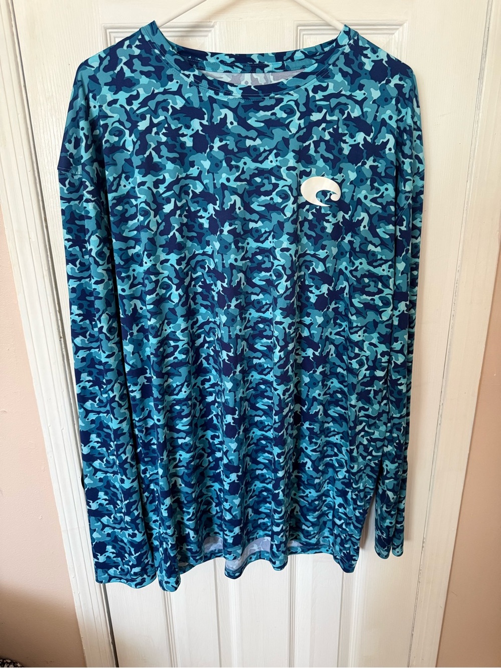 Costa Del Mar Fishing Shirt Men’s Blue Camo Long Sleeve Performance XXL